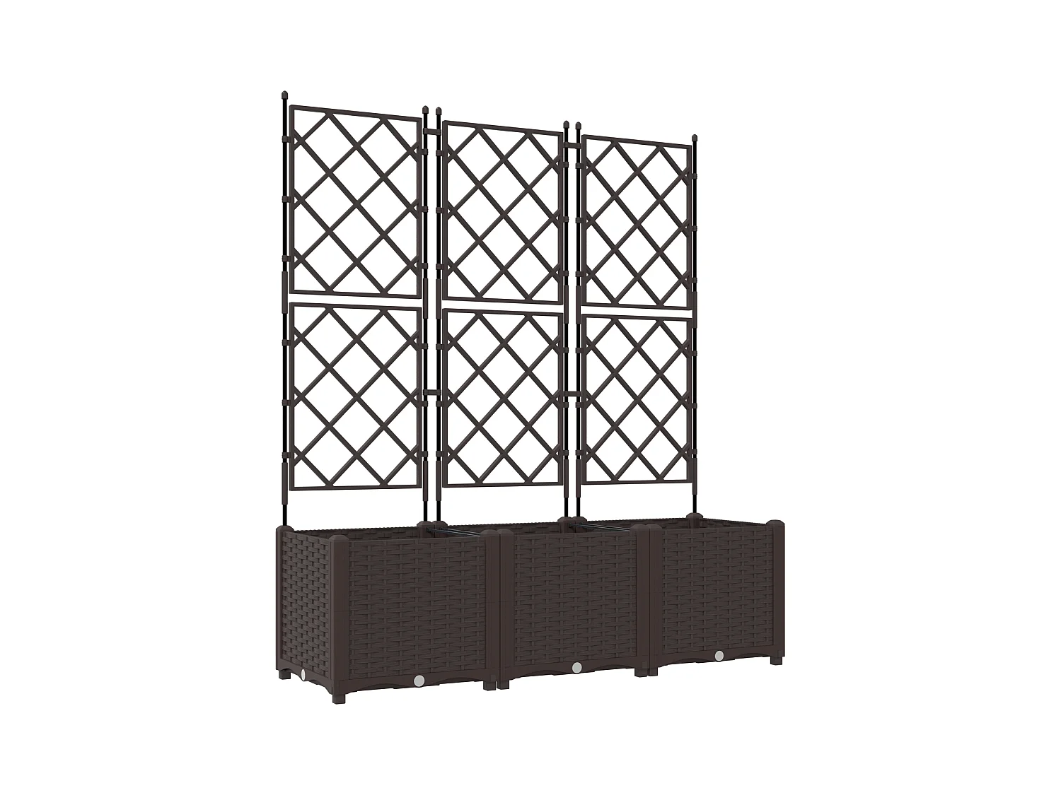 Tuinplanter met trellis 3 stuks bruin 120x40x143 cm