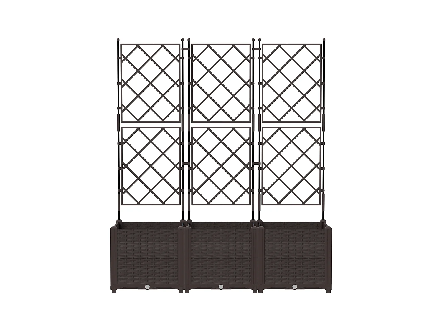 Tuinplanter met trellis 3 stuks bruin 120x40x143 cm