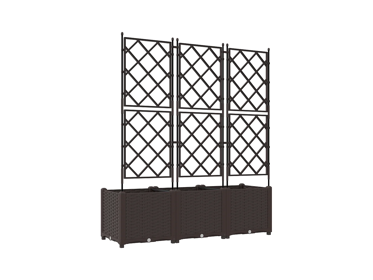 Tuinplanter met trellis 3 stuks bruin 120x40x143 cm