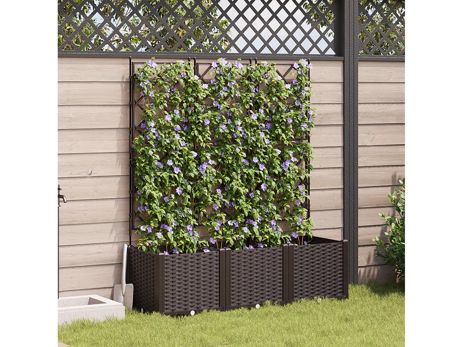 Planteur de jardin avec treillis 3 pcs Marron 120x40x143 cm