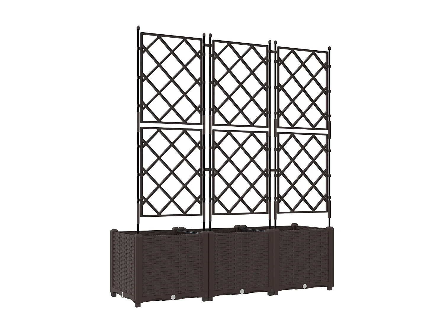 Tuinplanter met trellis 3 stuks bruin 120x40x143 cm