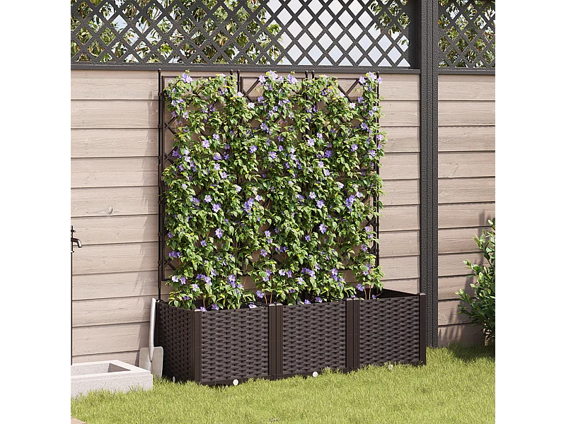 Planteur de jardin avec treillis 3 pcs Marron 120x40x143 cm
