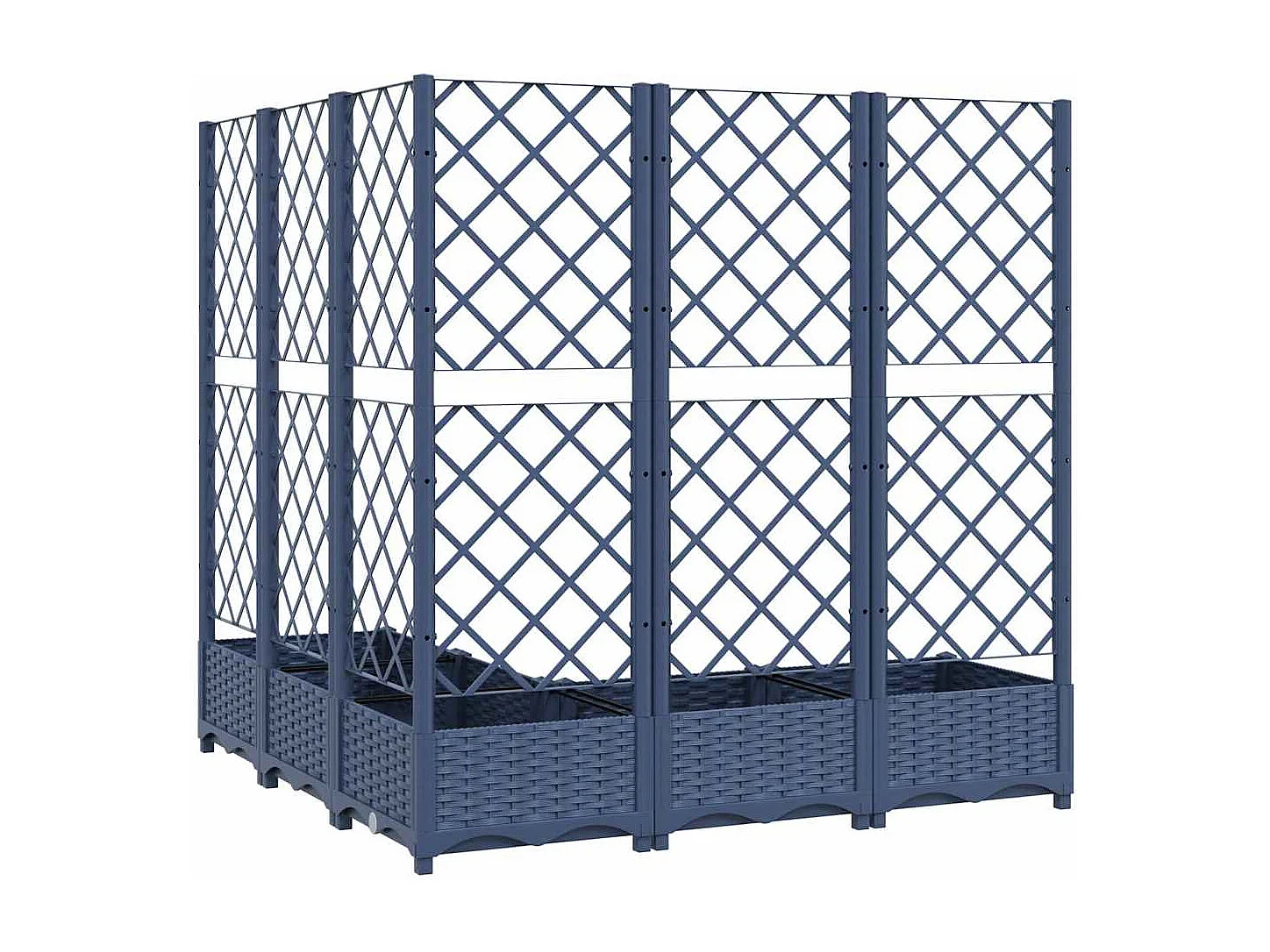 Jardinière avec treillis bleu gris 120x120x121,5 cm PP