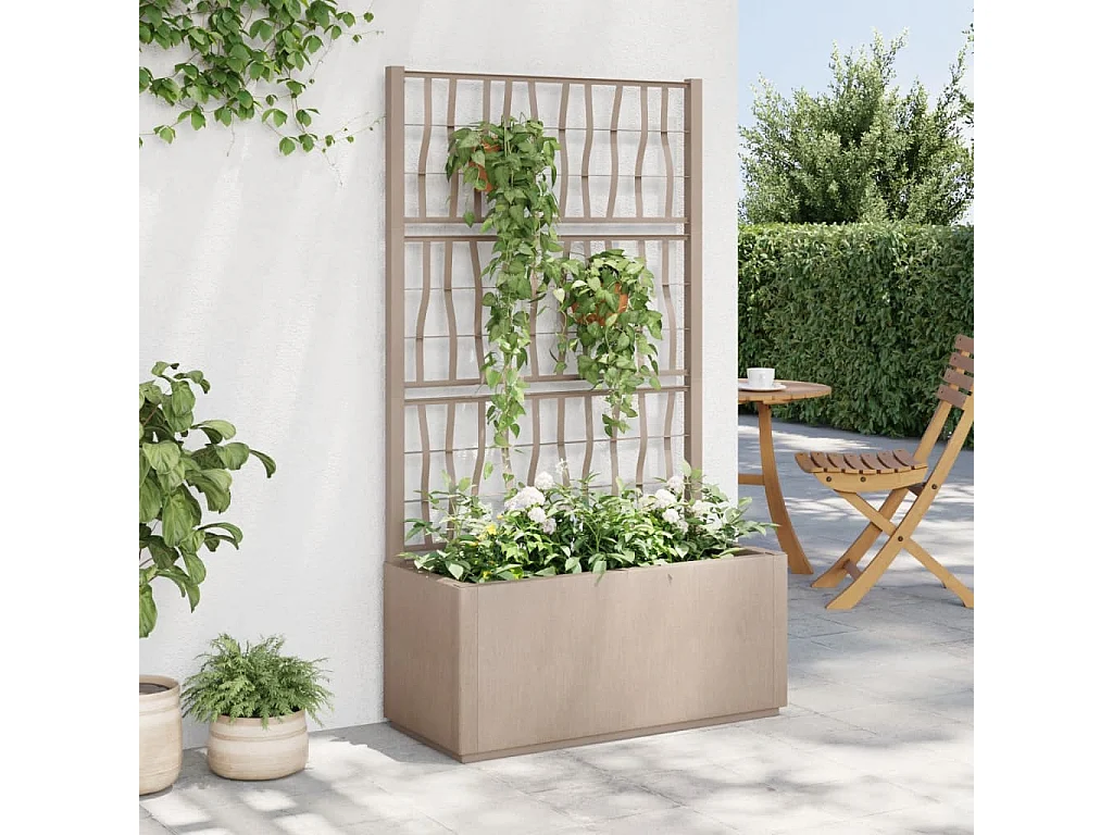 Jardinera con enrejado marrón claro 80x36x140 cm PP
