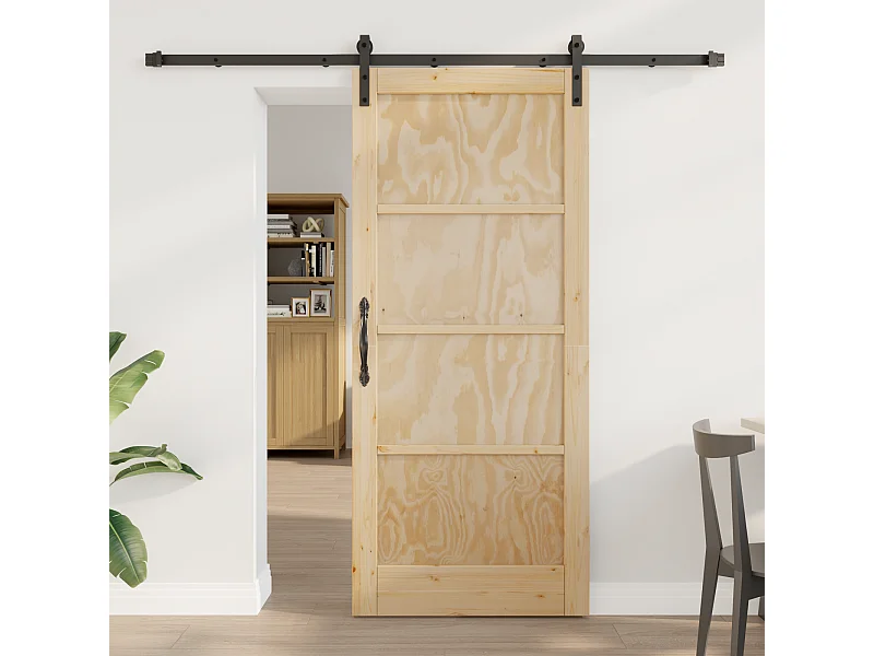 Porta scorrevole con kit ferramenta 86x198,5 cm Legno massello di pino