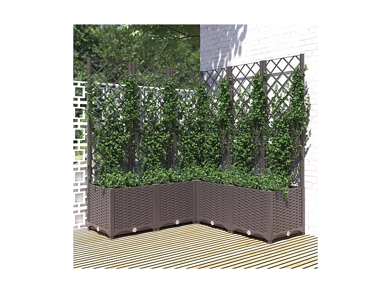 Jardinière avec treillis Marron 120x120x136 cm PP