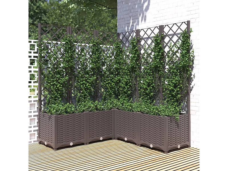 Jardinière avec treillis Marron 120x120x136 cm PP