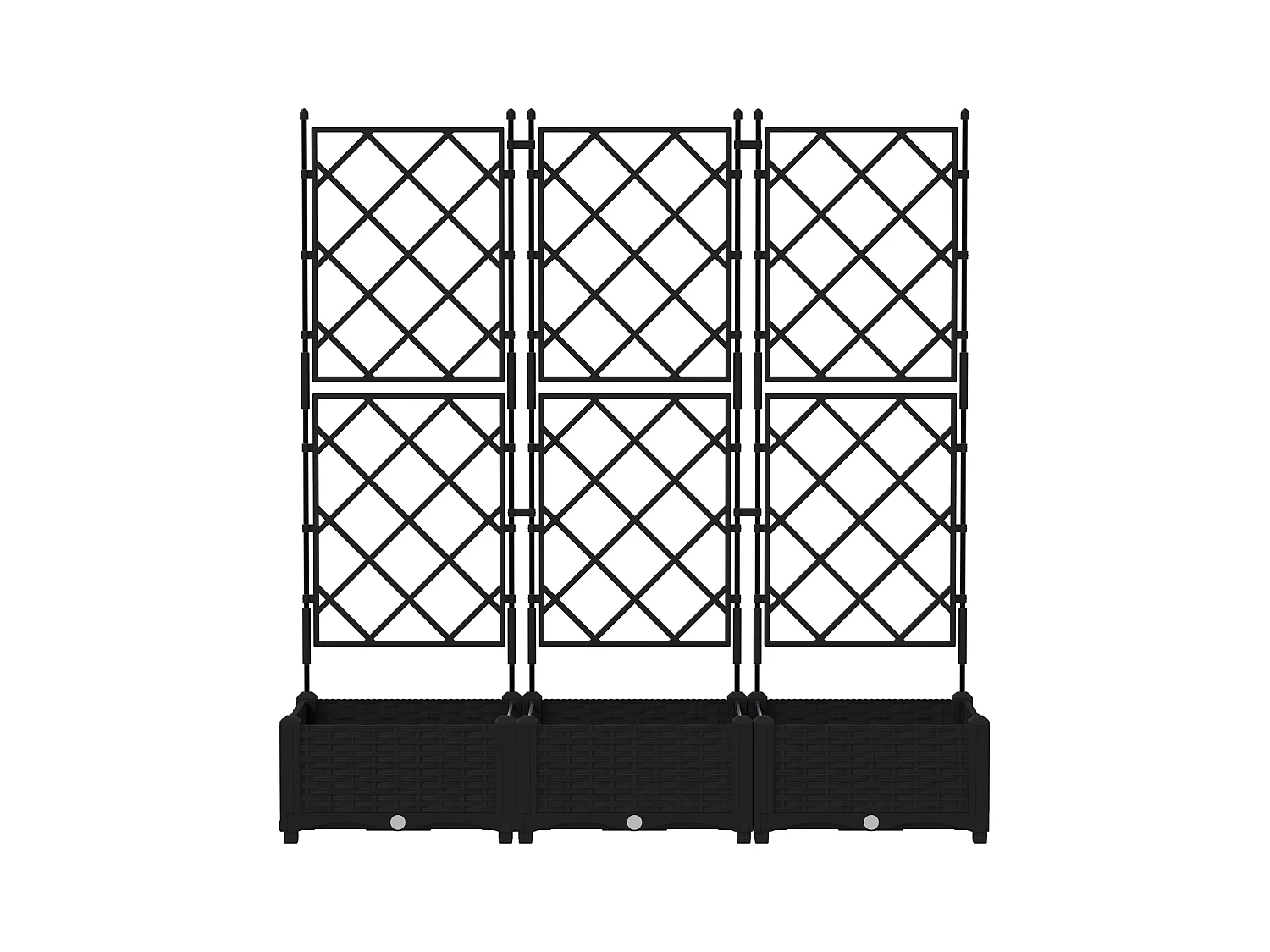 Fioriera con traliccio 3 pezzi Nero 120x40x125,5 cm