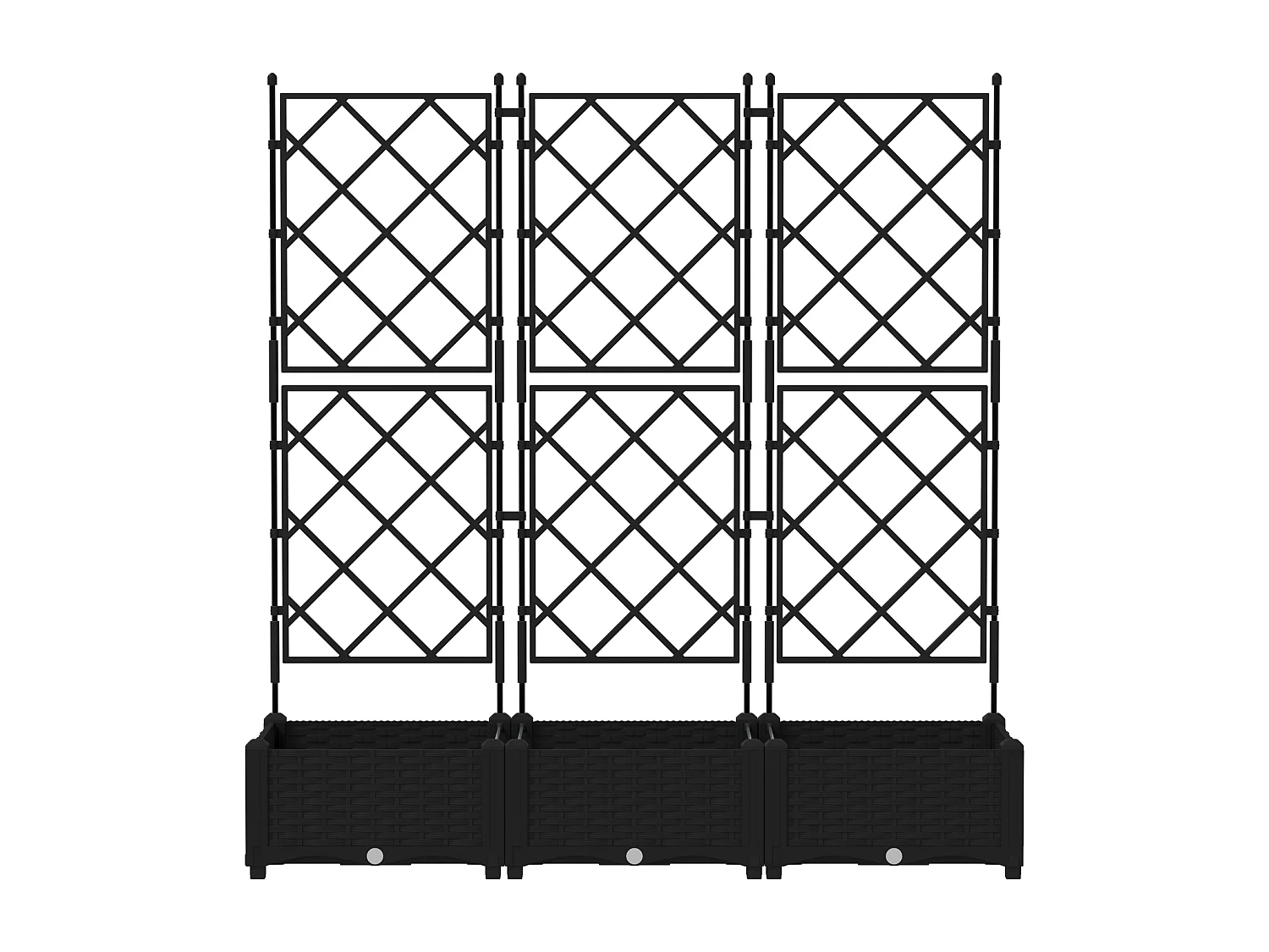 Jardinière avec Treillis 3 pcs Noir 120x40x125.5 cm