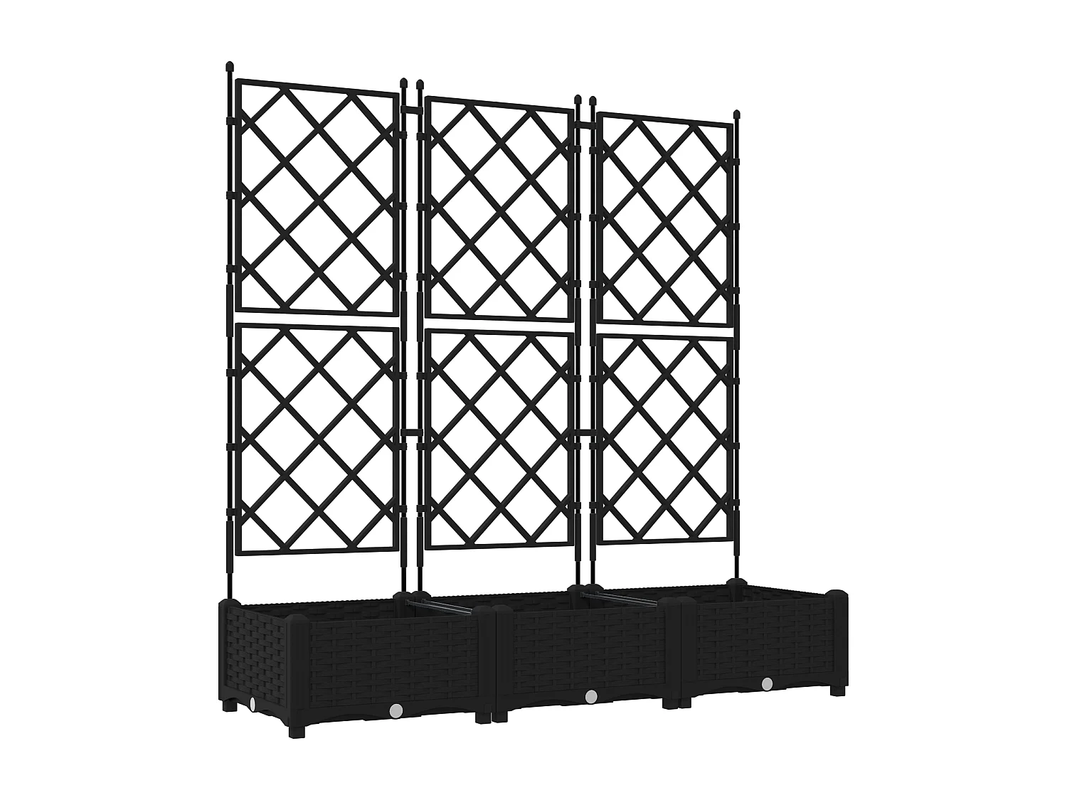 Plantenbak met trellis 3 stuks Zwart 120x40x125,5 cm