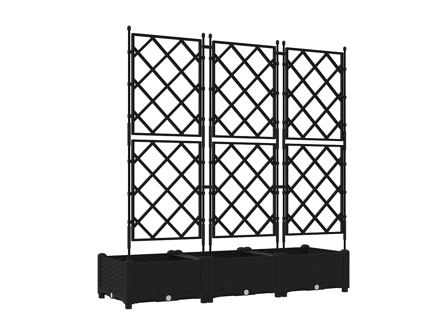 Plantenbak met trellis 3 stuks Zwart 120x40x125,5 cm