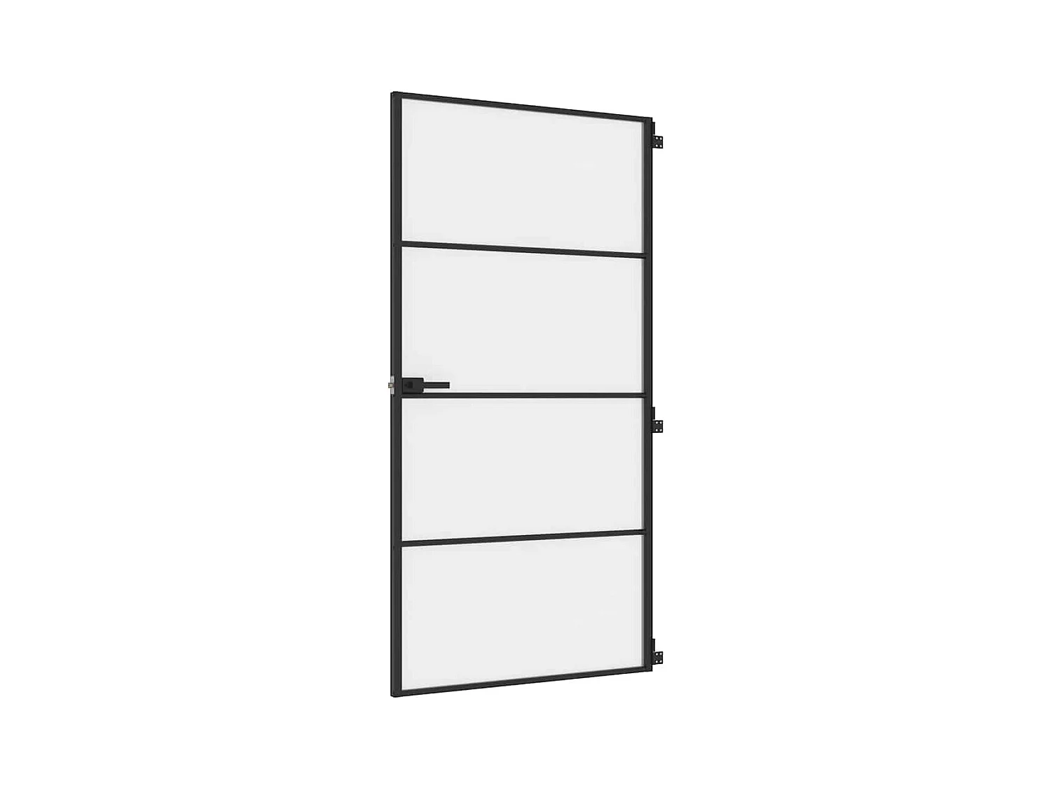 Porta interna sottile nera con vetro temperato e alluminio