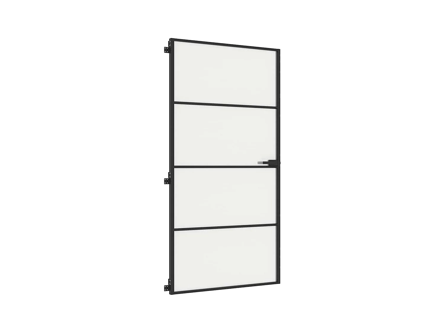 Porta interna sottile nera con vetro temperato e alluminio