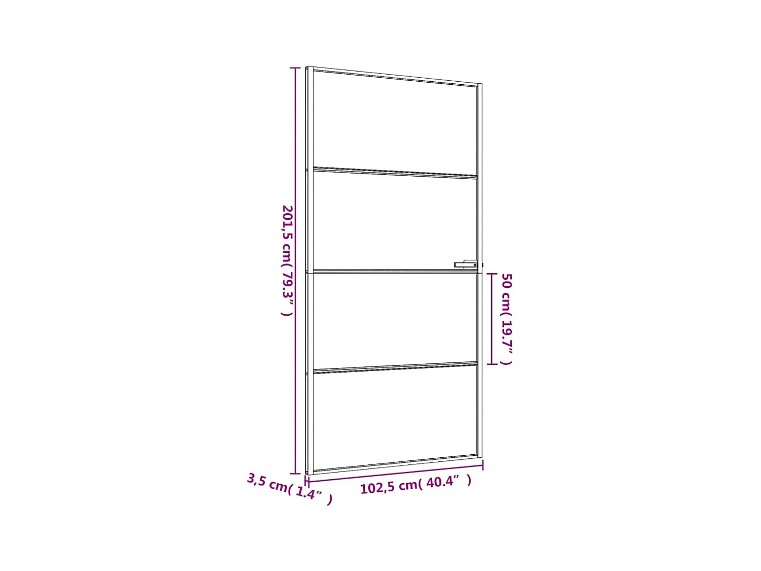 Porta interna sottile nera con vetro temperato e alluminio