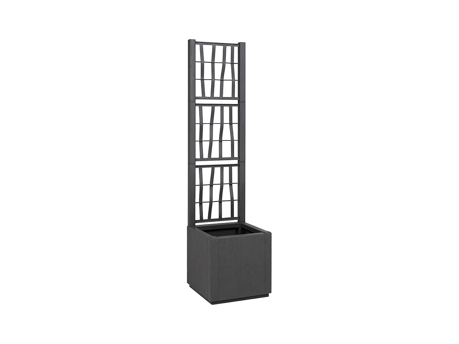 Pot de jardin gris foncé avec treillis - 36x36x140 cm