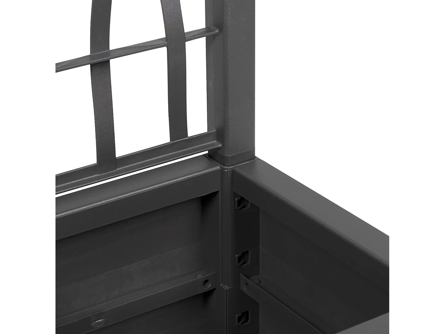 Donkergrijze tuinpot met trellis - 36x36x140 cm