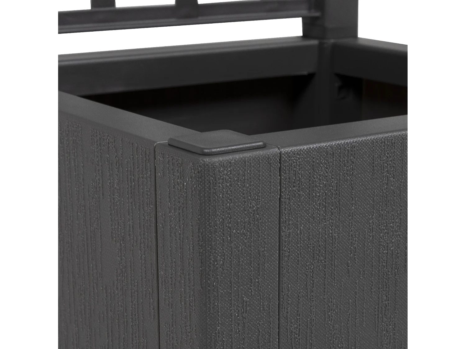 Donkergrijze tuinpot met trellis - 36x36x140 cm