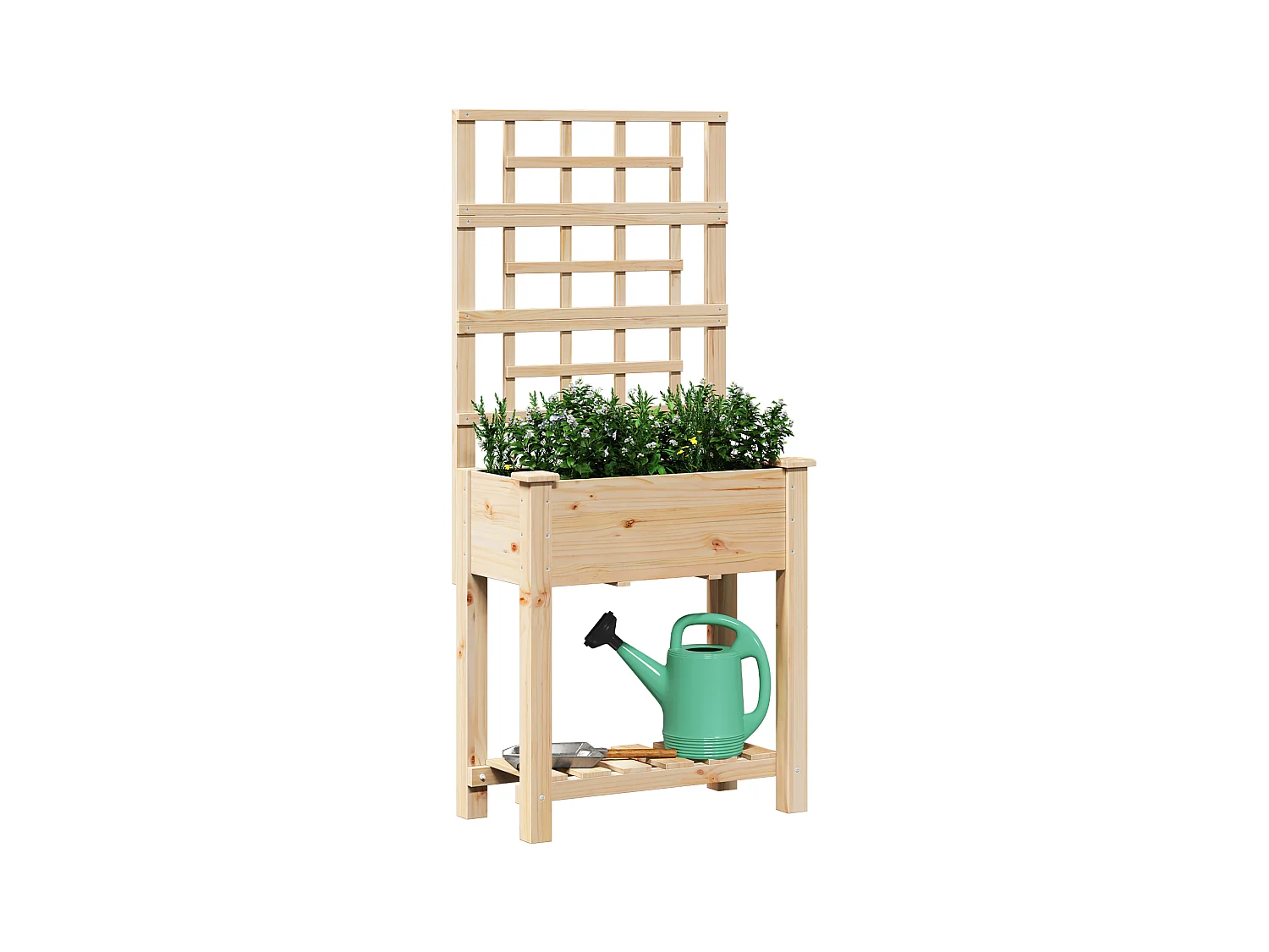 Plantenbak met trellis en plank 71x37x152 cm van massief dennenhout