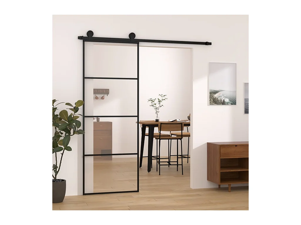 Porta scorrevole con kit ferramenta 76x205 cm vetro ESG