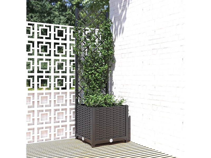 Jardinière avec treillis Noir 40x40x136 cm PP