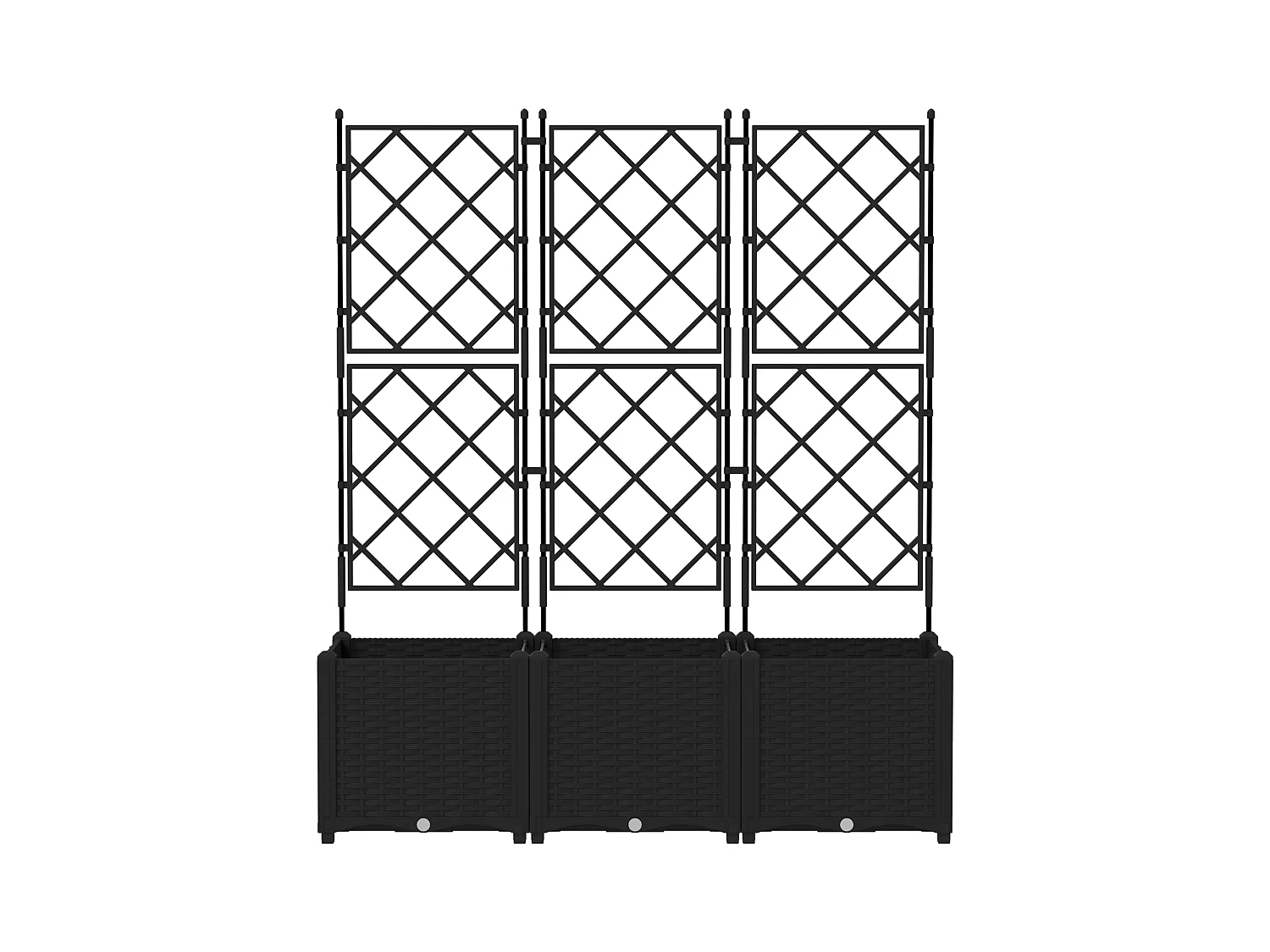 Maceta de jardín con enrejado 3 piezas Negro 120x40x143 cm