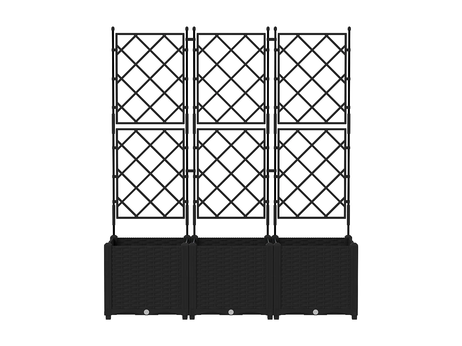 Pot de jardin avec treillis 3 pcs Noir 120x40x143 cm