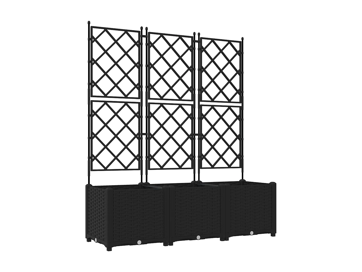 Tuinpot met trellis 3 stuks Zwart 120x40x143 cm