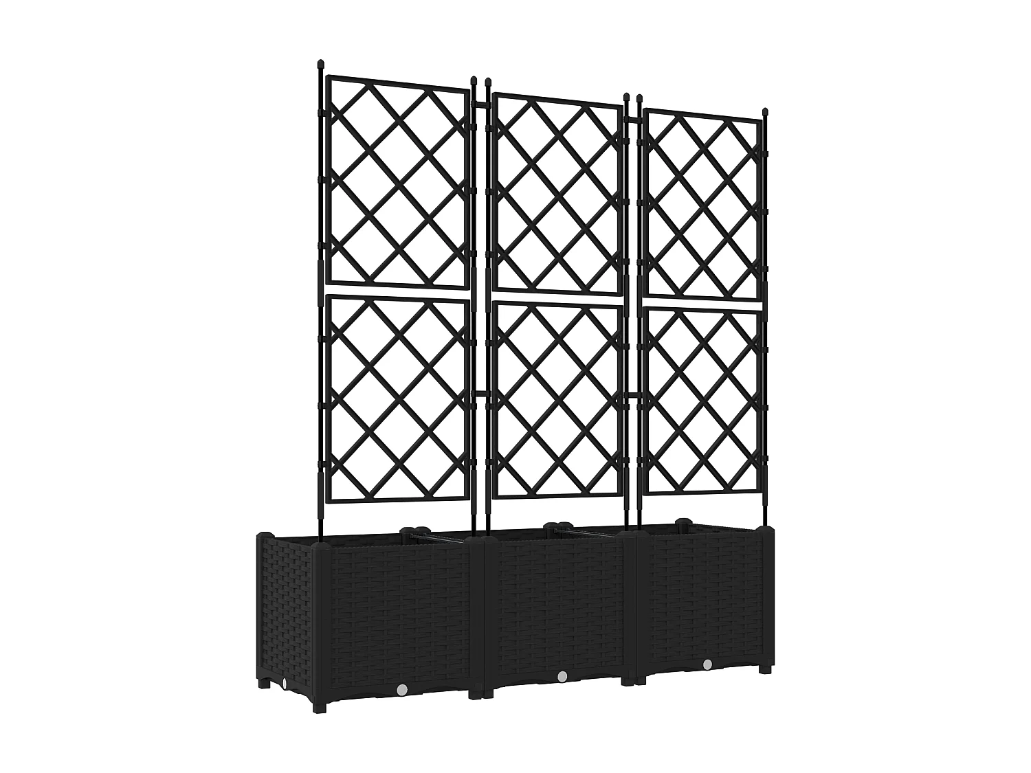 Tuinpot met trellis 3 stuks Zwart 120x40x143 cm
