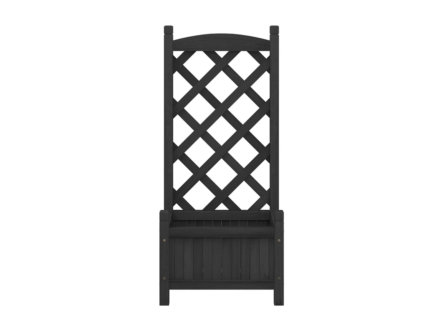 Jardinera con enrejado negro de madera maciza de abeto.