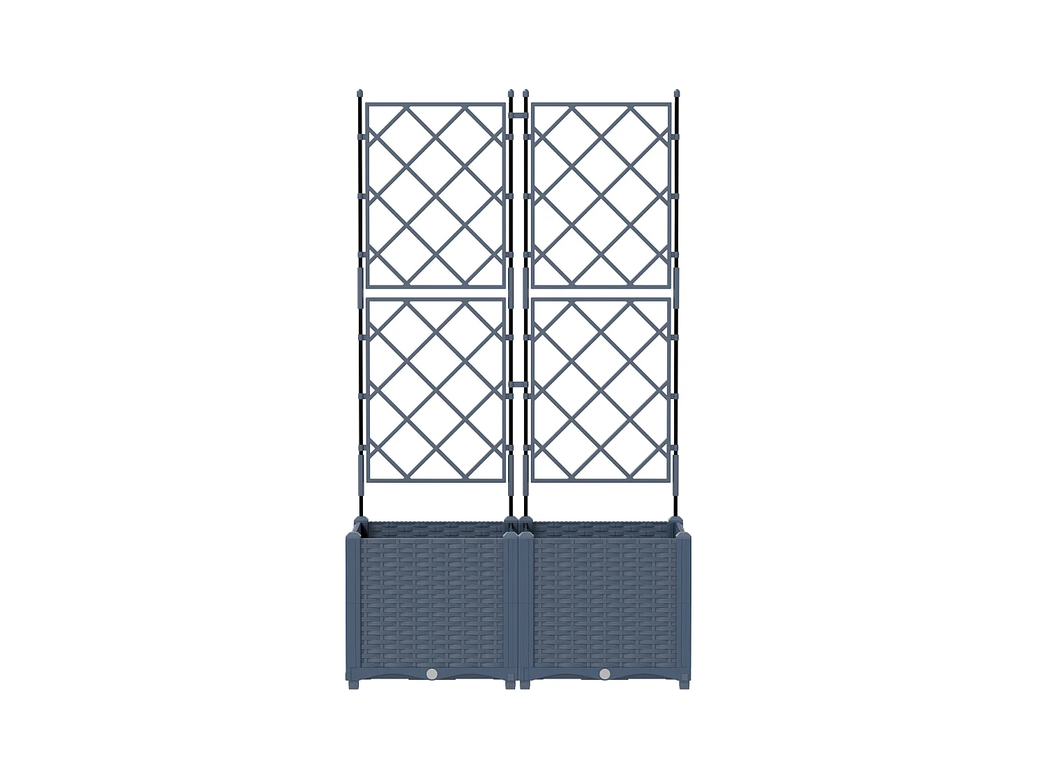 Jardinière avec Treille 2 pcs Grise 80x40x143 cm