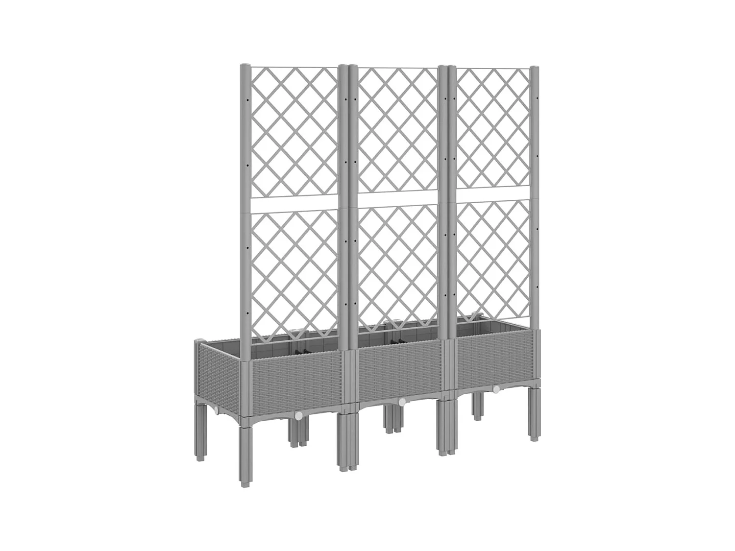 Fioriera con traliccio grigio chiaro 120x40x142 cm PP