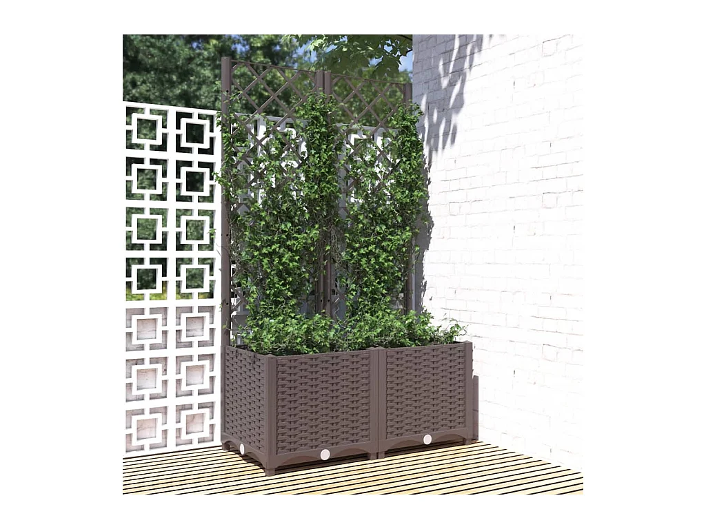 Plantenbak met trellis Bruin 80x40x136 cm PP