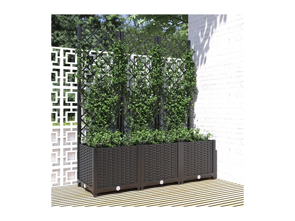 Jardinière avec treillis Noir 120x40x136 cm PP