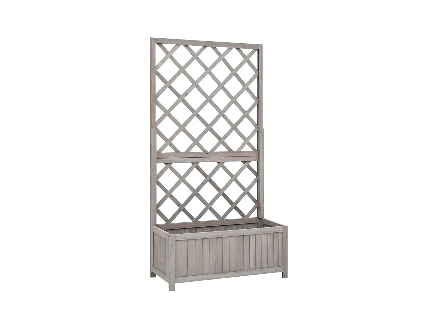 Tuintrellis plantenbak grijs 70x30x135 cm dennenhout