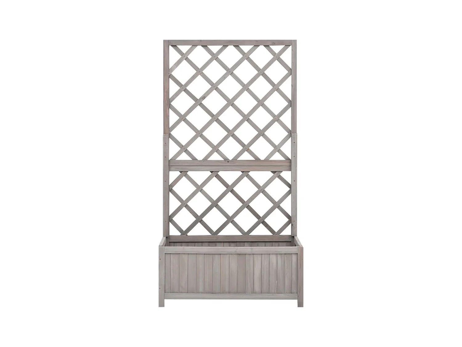 Tuintrellis plantenbak grijs 70x30x135 cm dennenhout