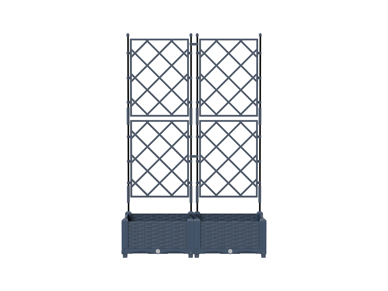Jardinière de jardin avec treillis 2 pcs Grise 80x40x125.5 cm