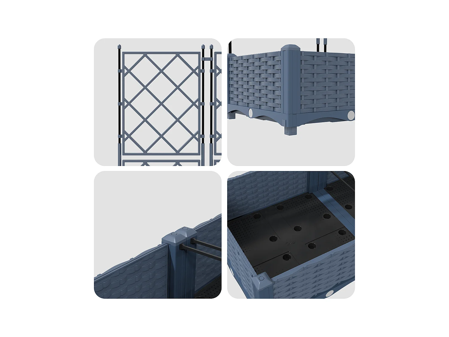 Jardinière de jardin avec treillis 2 pcs Grise 80x40x125.5 cm