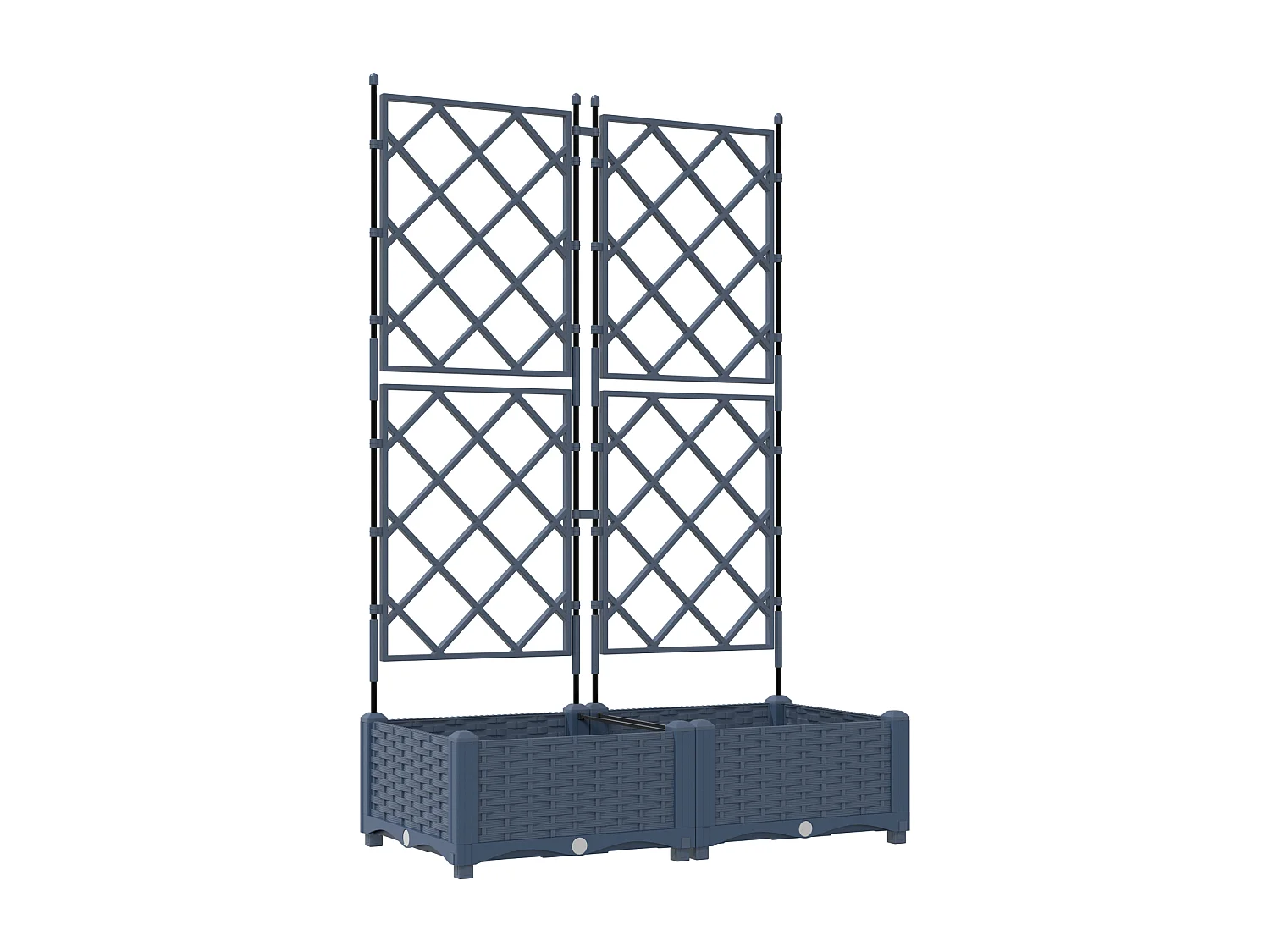 Tuinplanter met trellis 2 stuks grijs 80x40x125,5 cm
