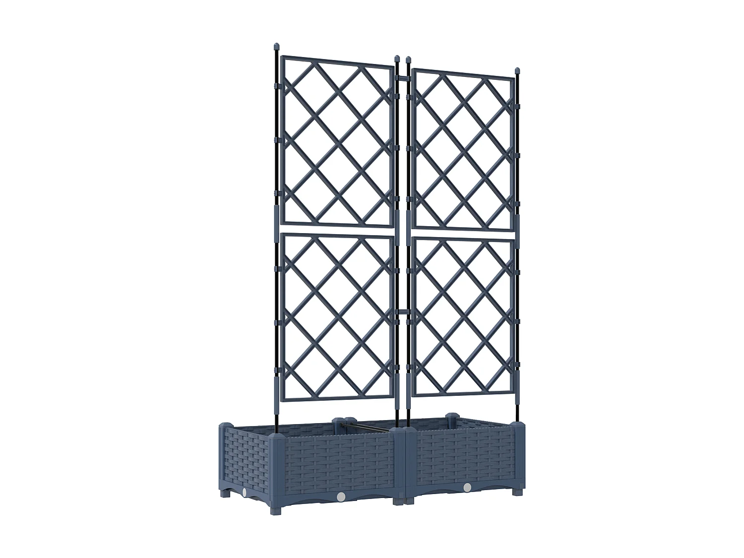 Tuinplanter met trellis 2 stuks grijs 80x40x125,5 cm