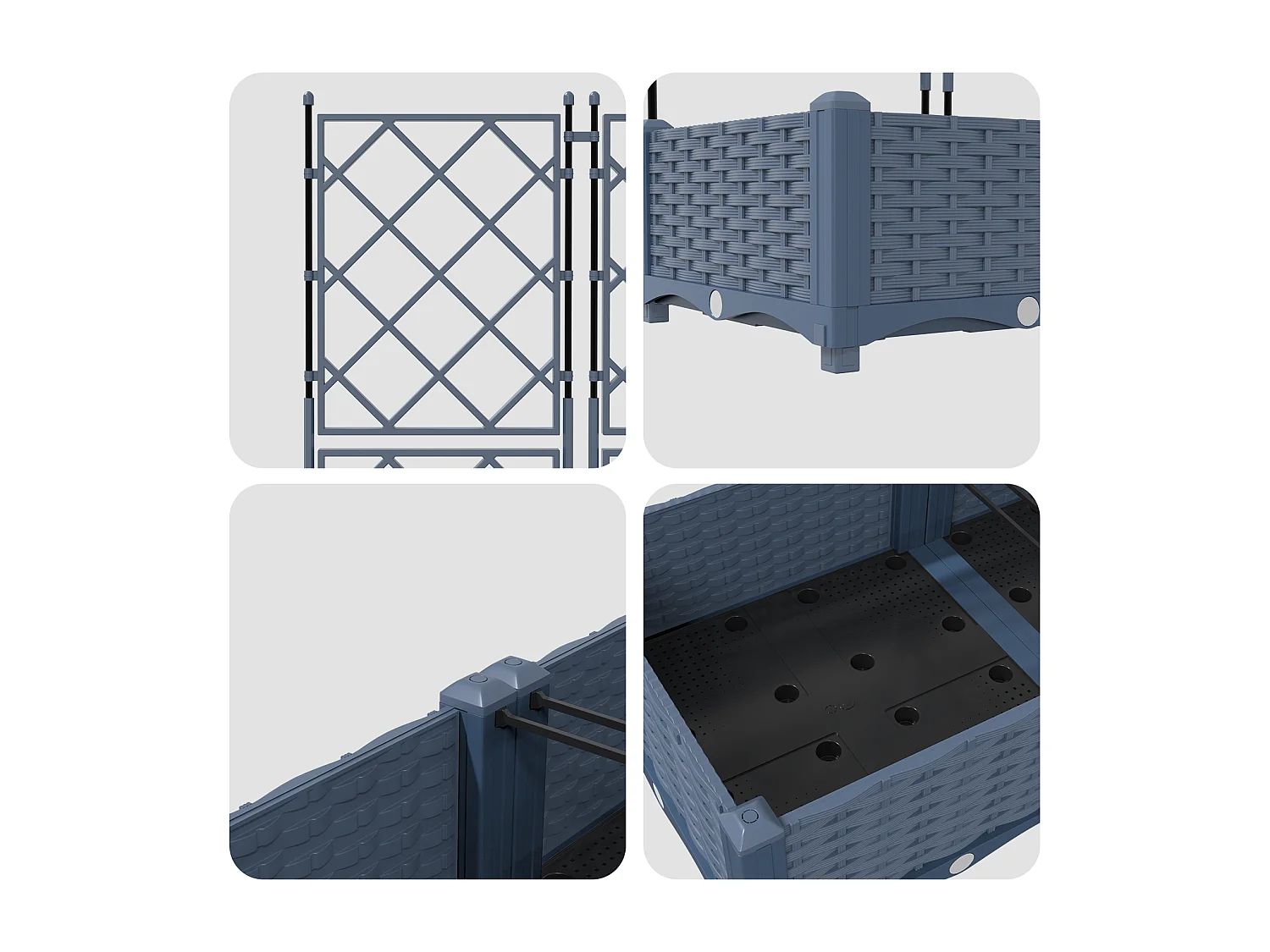 Tuinplanter met trellis 2 stuks grijs 80x40x125,5 cm