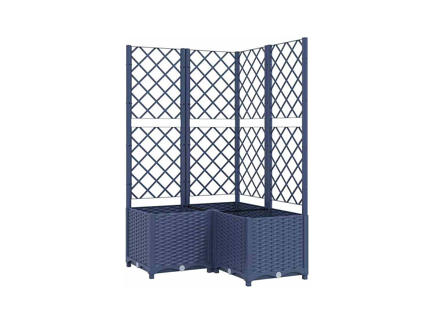 Jardinière avec treillis bleu gris 80x80x136 cm PP