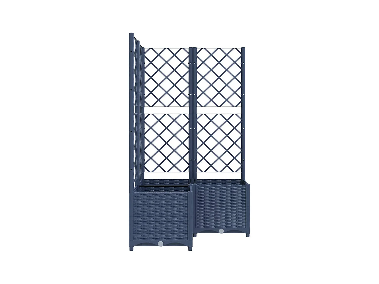 Jardinière avec treillis bleu gris 80x80x136 cm PP