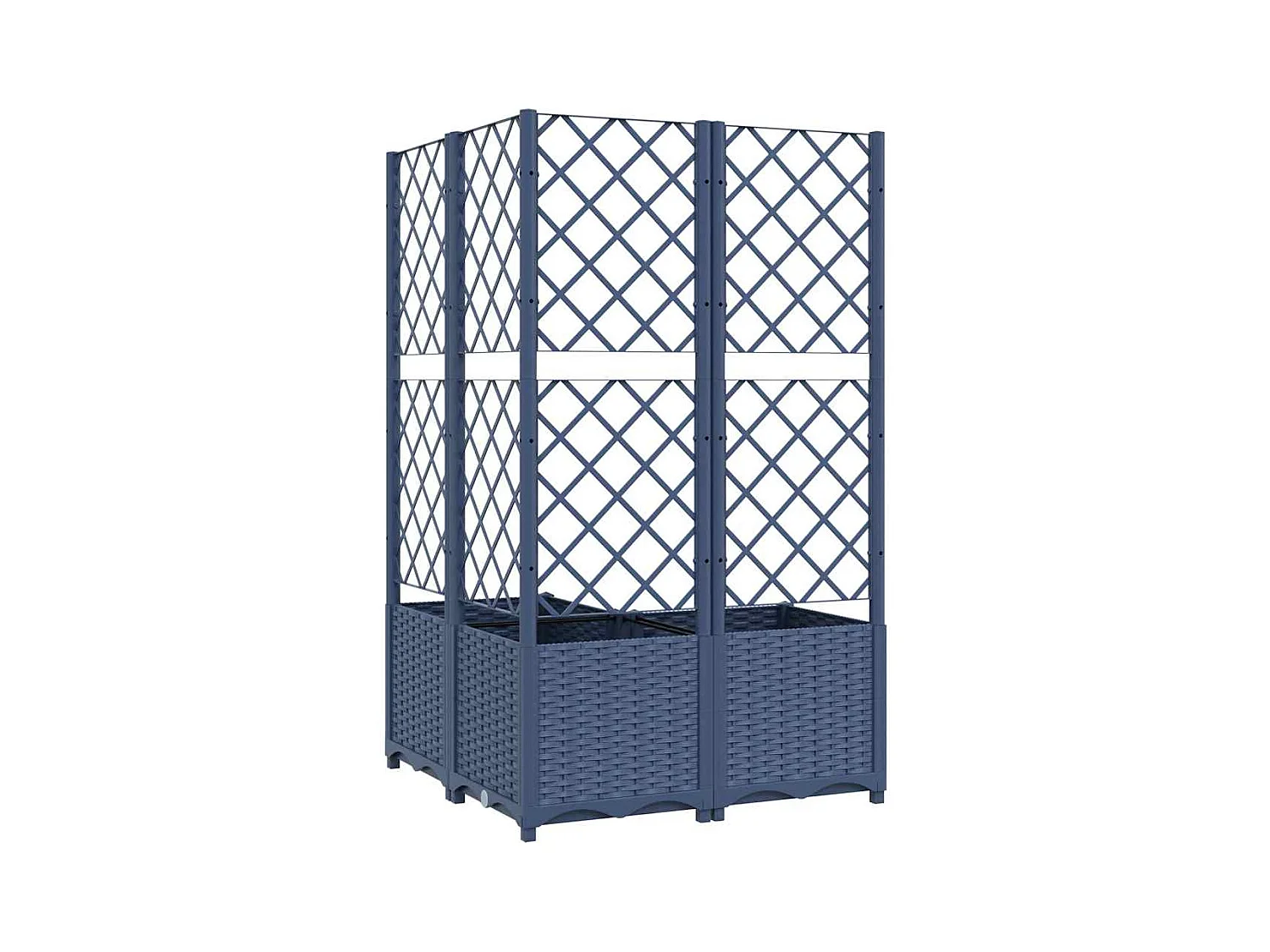 Jardinière avec treillis bleu gris 80x80x136 cm PP