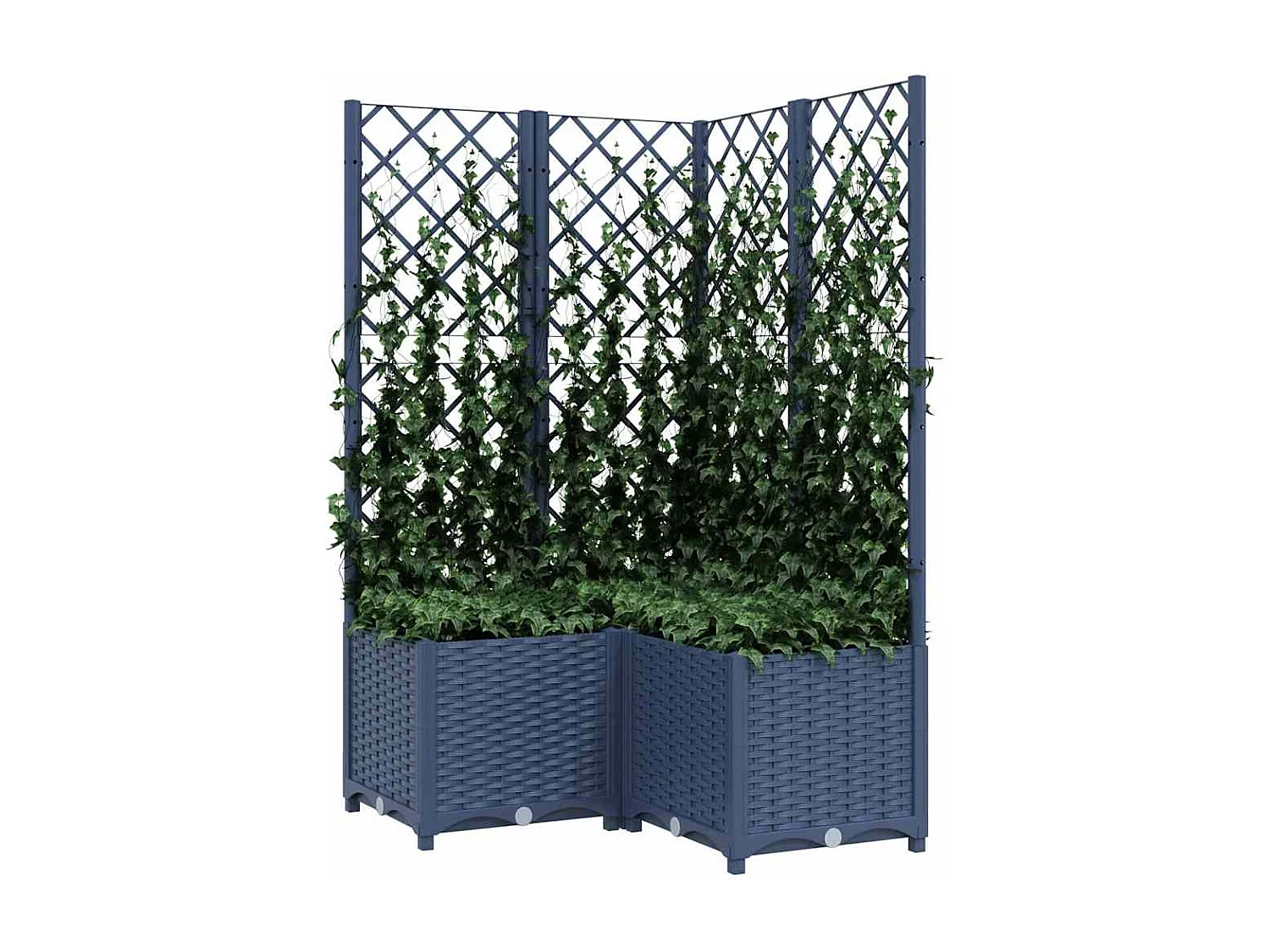 Jardinière avec treillis bleu gris 80x80x136 cm PP