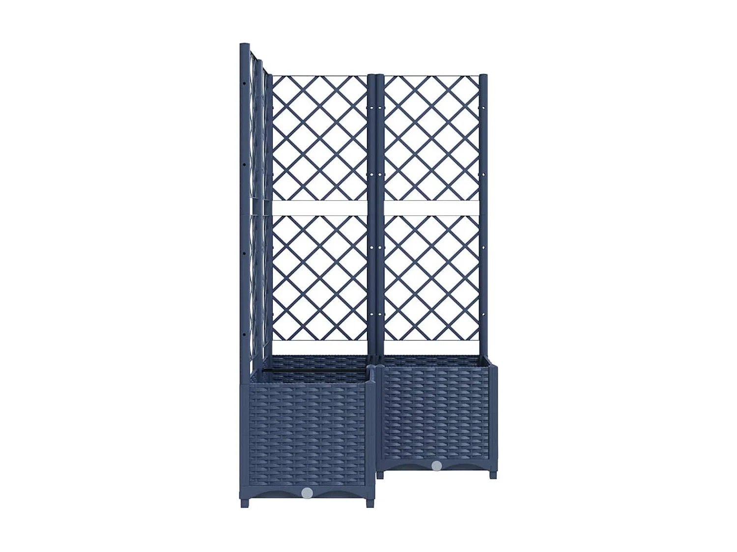 Jardinière avec treillis bleu gris 80x80x136 cm PP