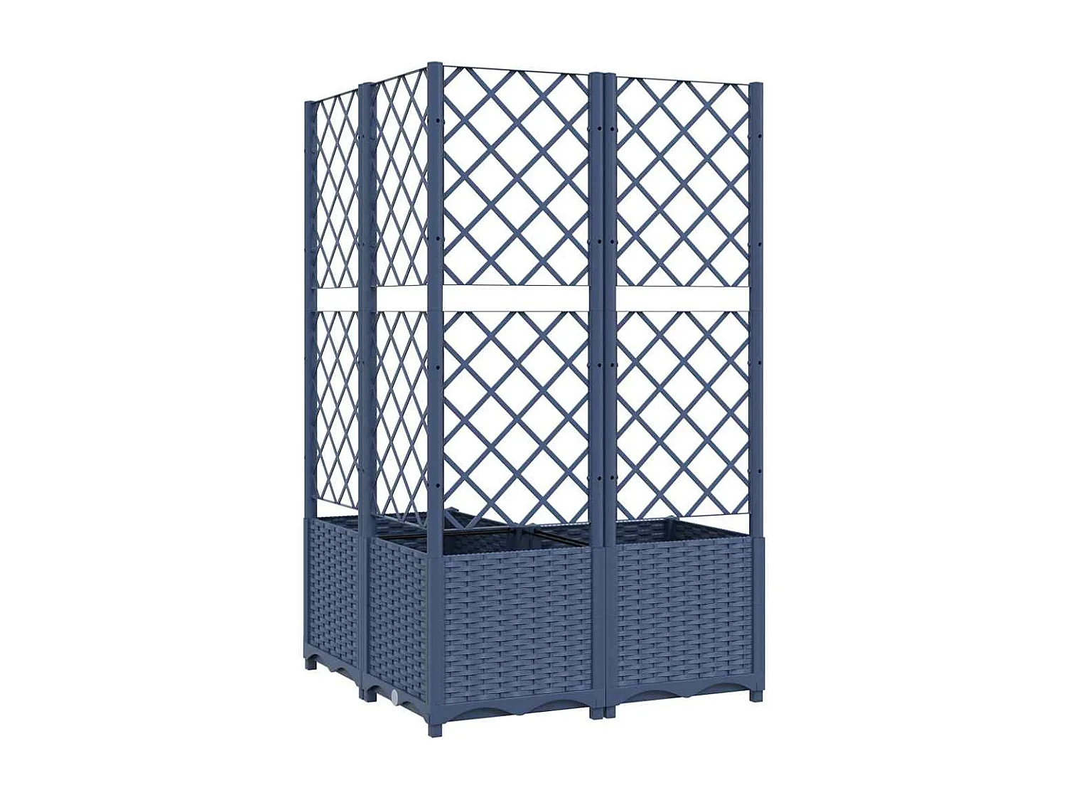 Jardinière avec treillis bleu gris 80x80x136 cm PP