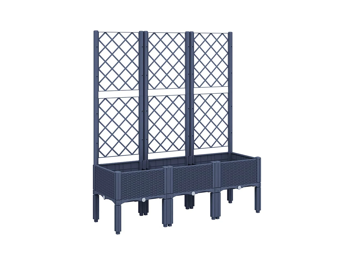 Jardinera con enrejado azul grisáceo 120x40x142 cm PP