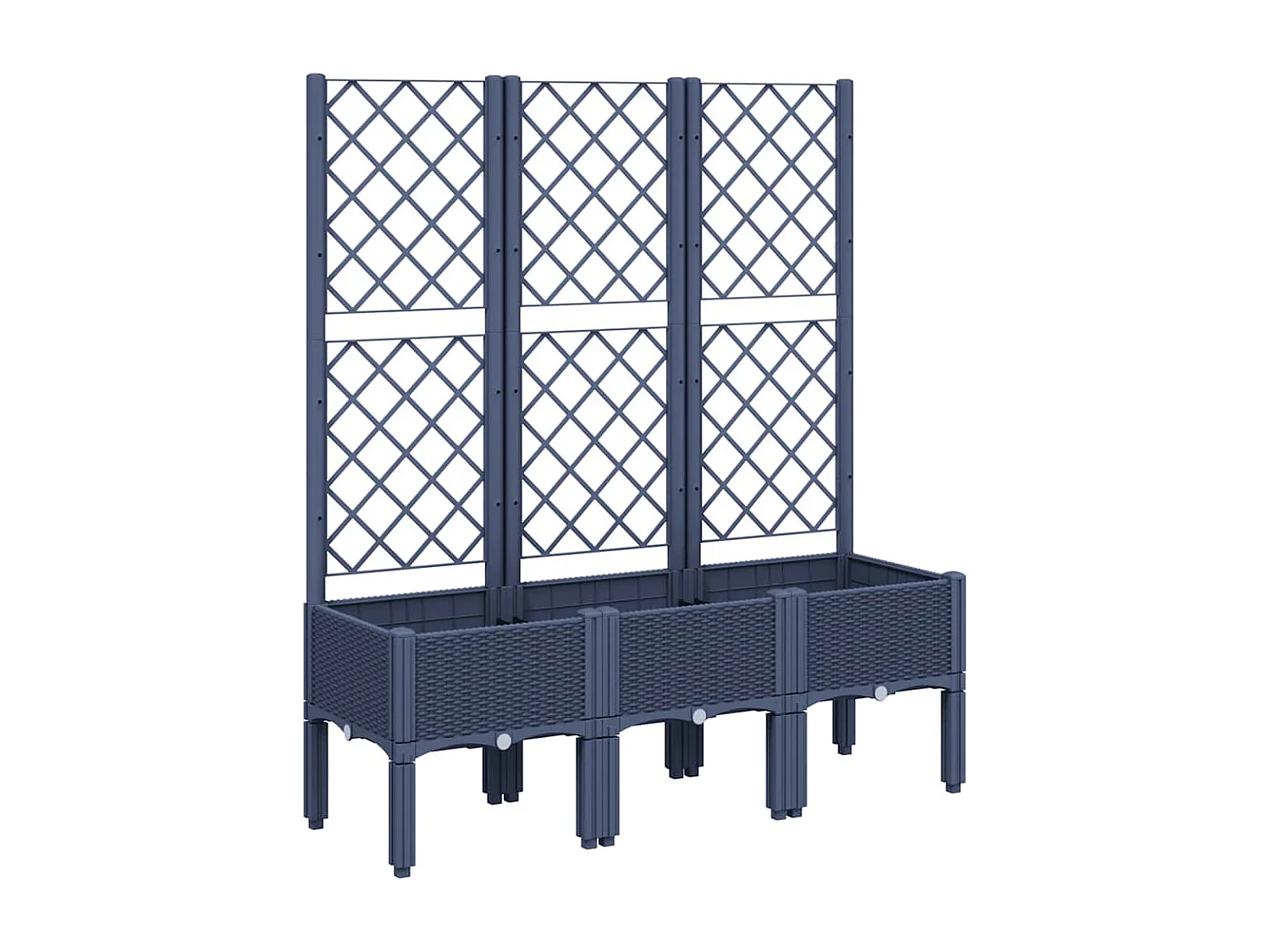 Jardinière avec treillis bleu gris 120x40x142 cm PP