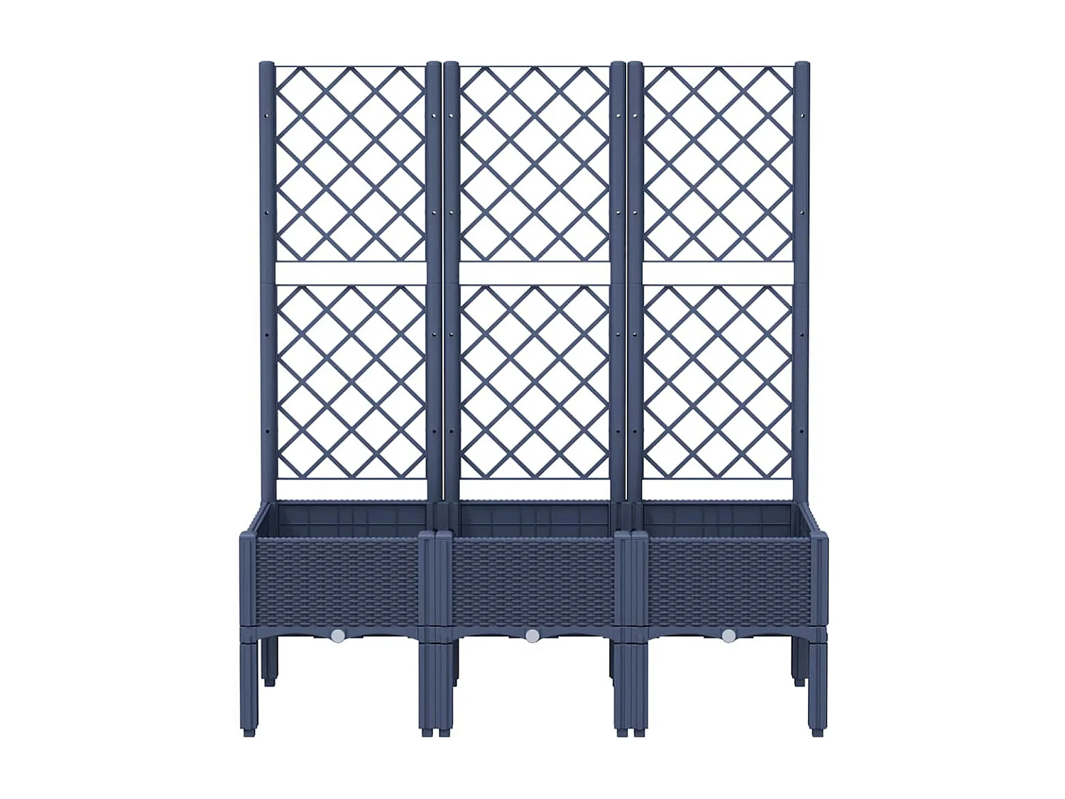 Jardinière avec treillis bleu gris 120x40x142 cm PP