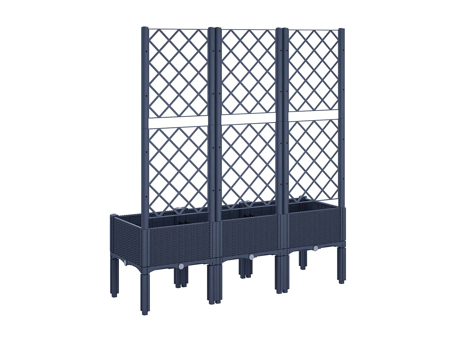 Jardinière avec treillis bleu gris 120x40x142 cm PP